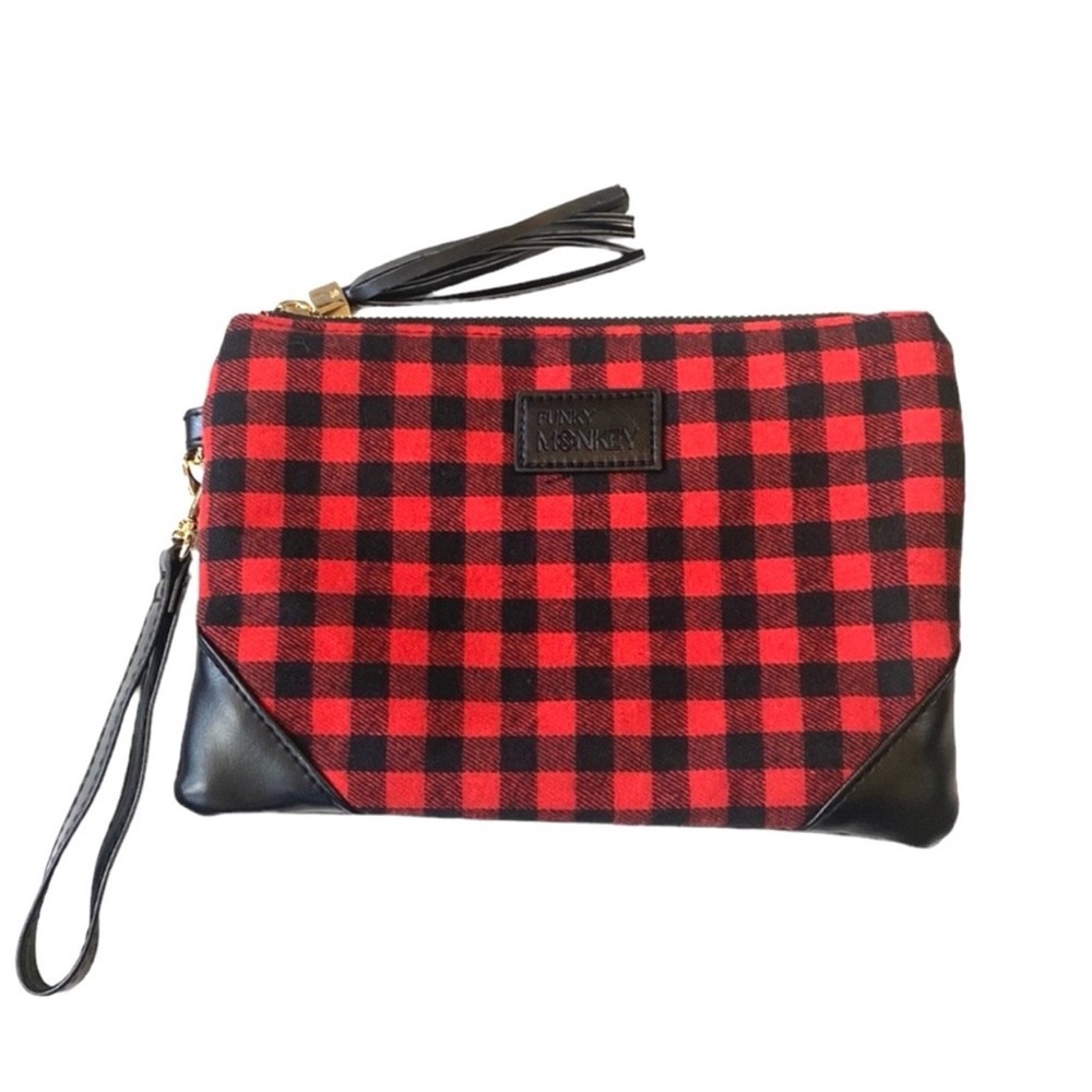 NWOT Funky Monkey Buffalo Plaid Wristlet
